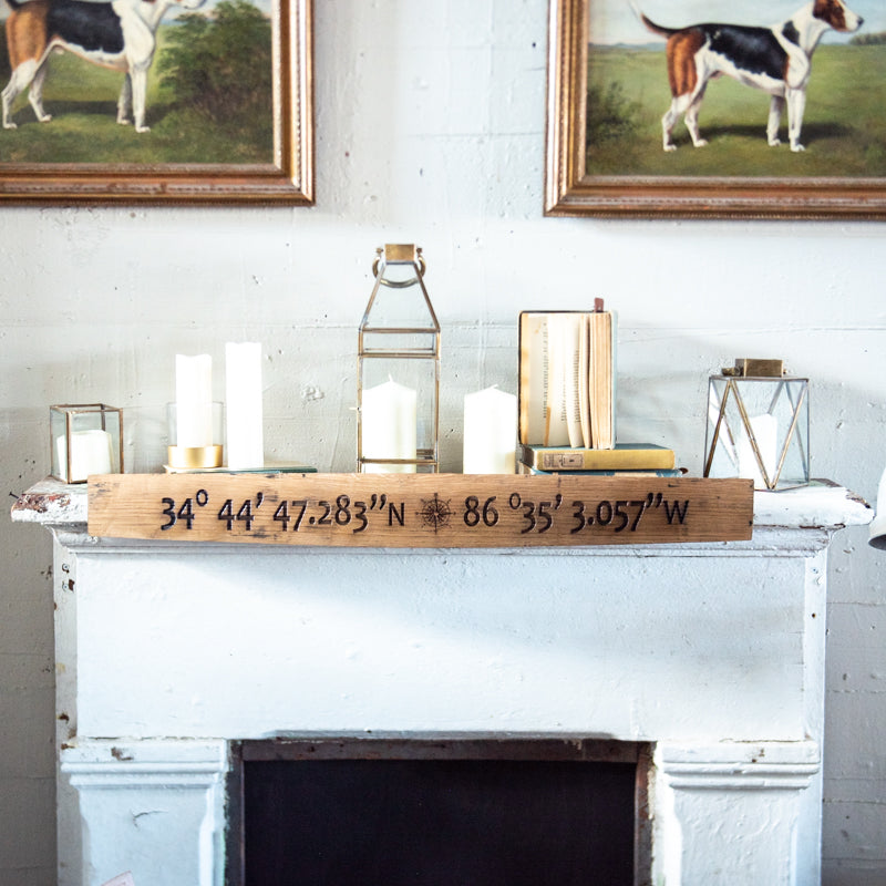 Personalized Coordinates Sign From Tennessee Whiskey Barrel Stave - Wall Art