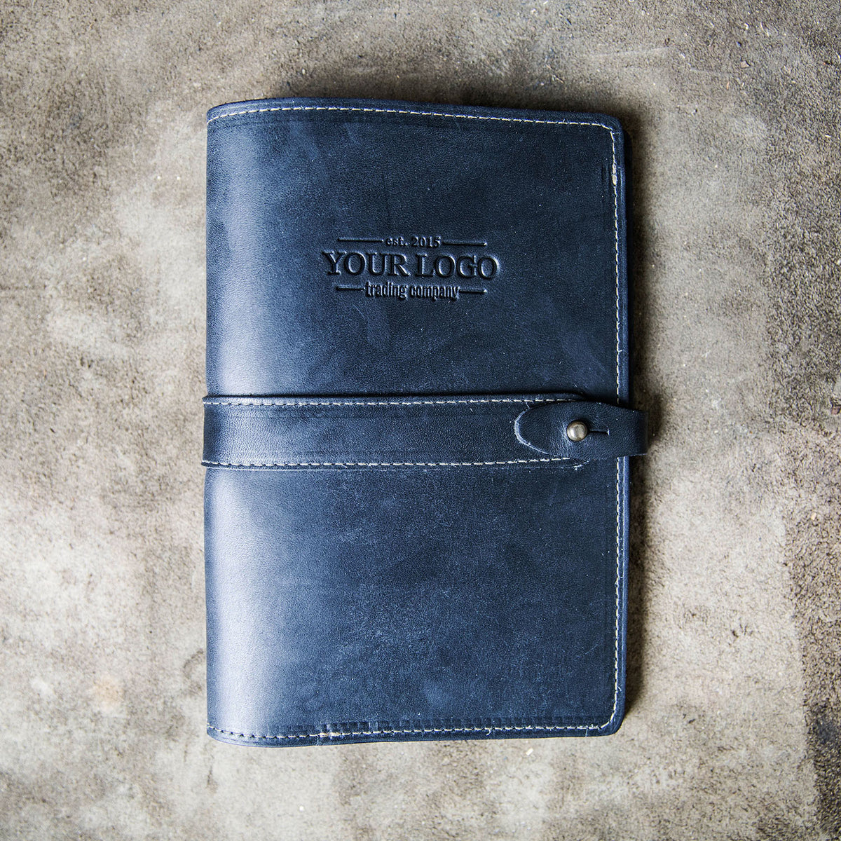 Your Logo + Our Leather - The Inventor Fine Leather A5 Moleskine Journal Diary - Custom Logo and Corporate Gifting
