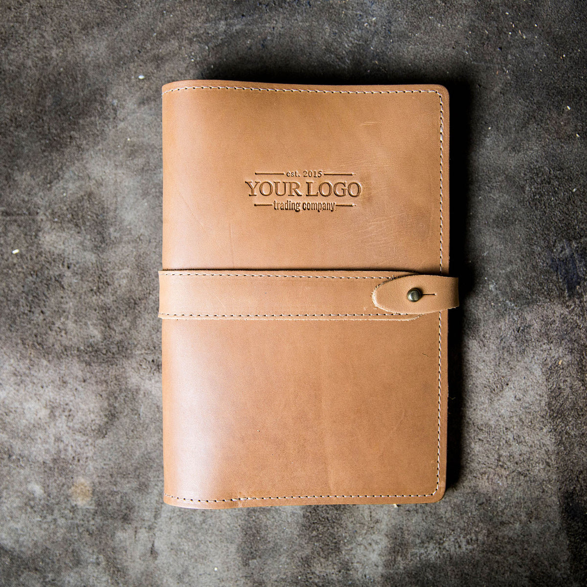 Your Logo + Our Leather - The Inventor Fine Leather A5 Moleskine Journal Diary - Custom Logo and Corporate Gifting