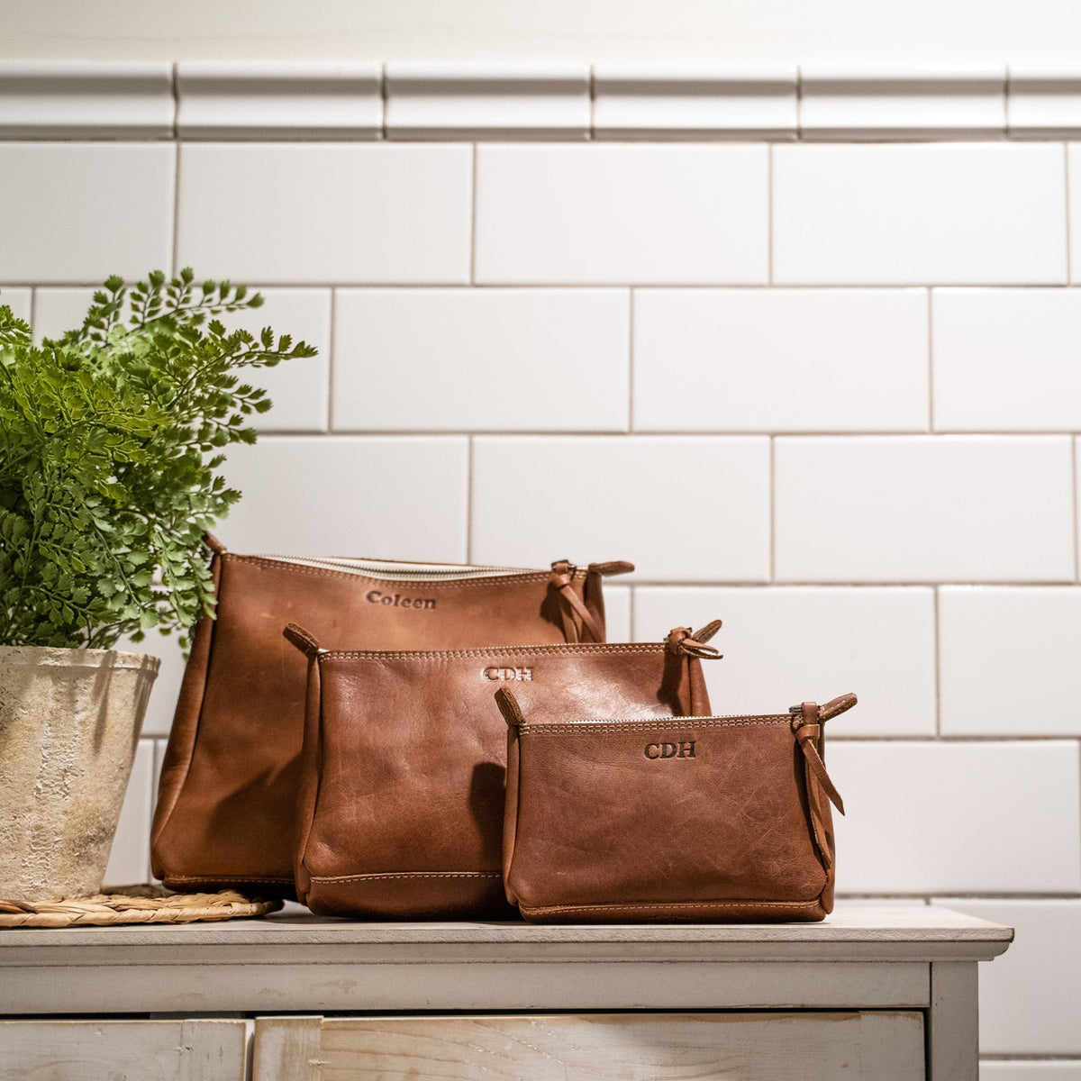 The Audrey Fine Leather Makeup Bag