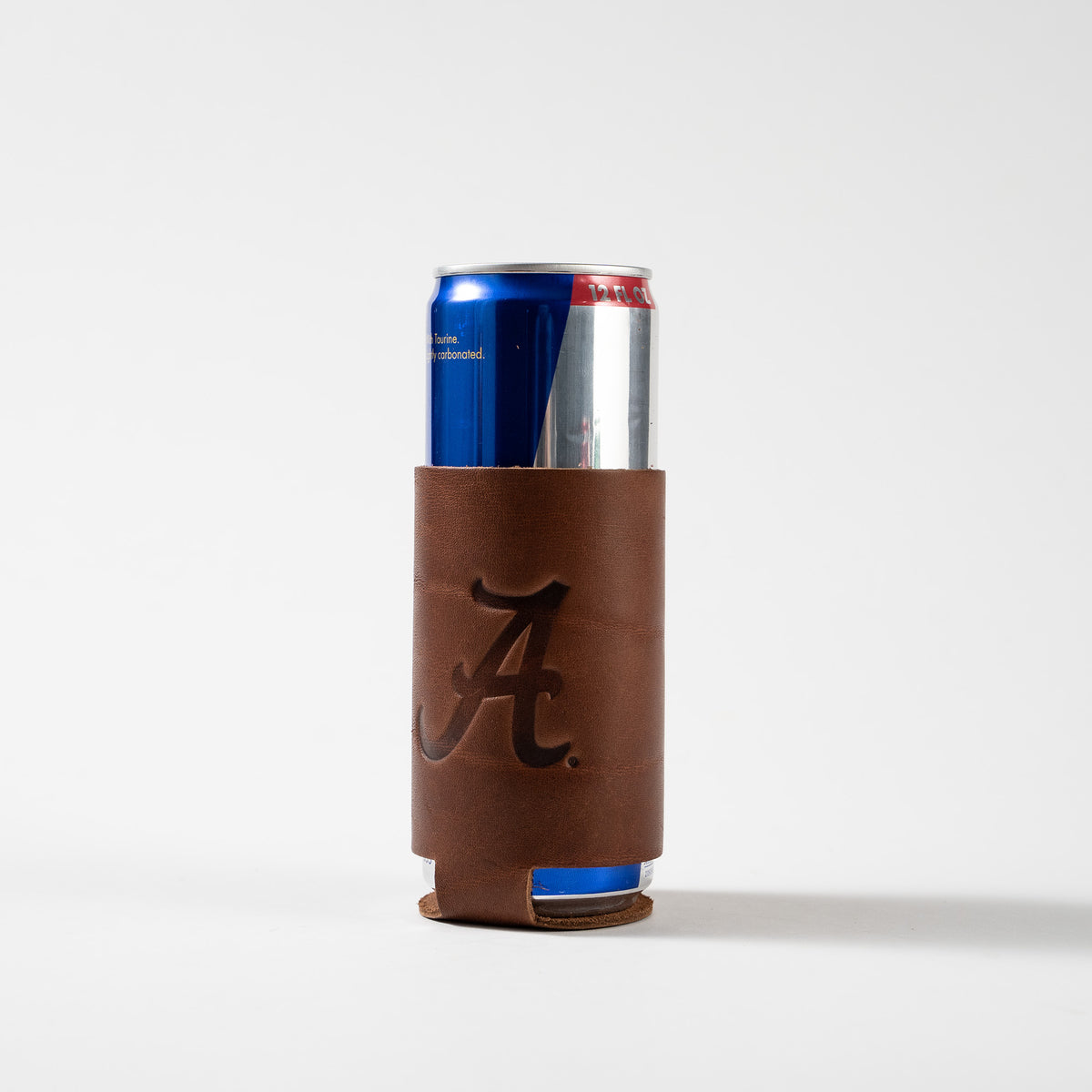 The Blitz Collegiate Can Coozie Alabama & Auburn - Full-Grain Leather