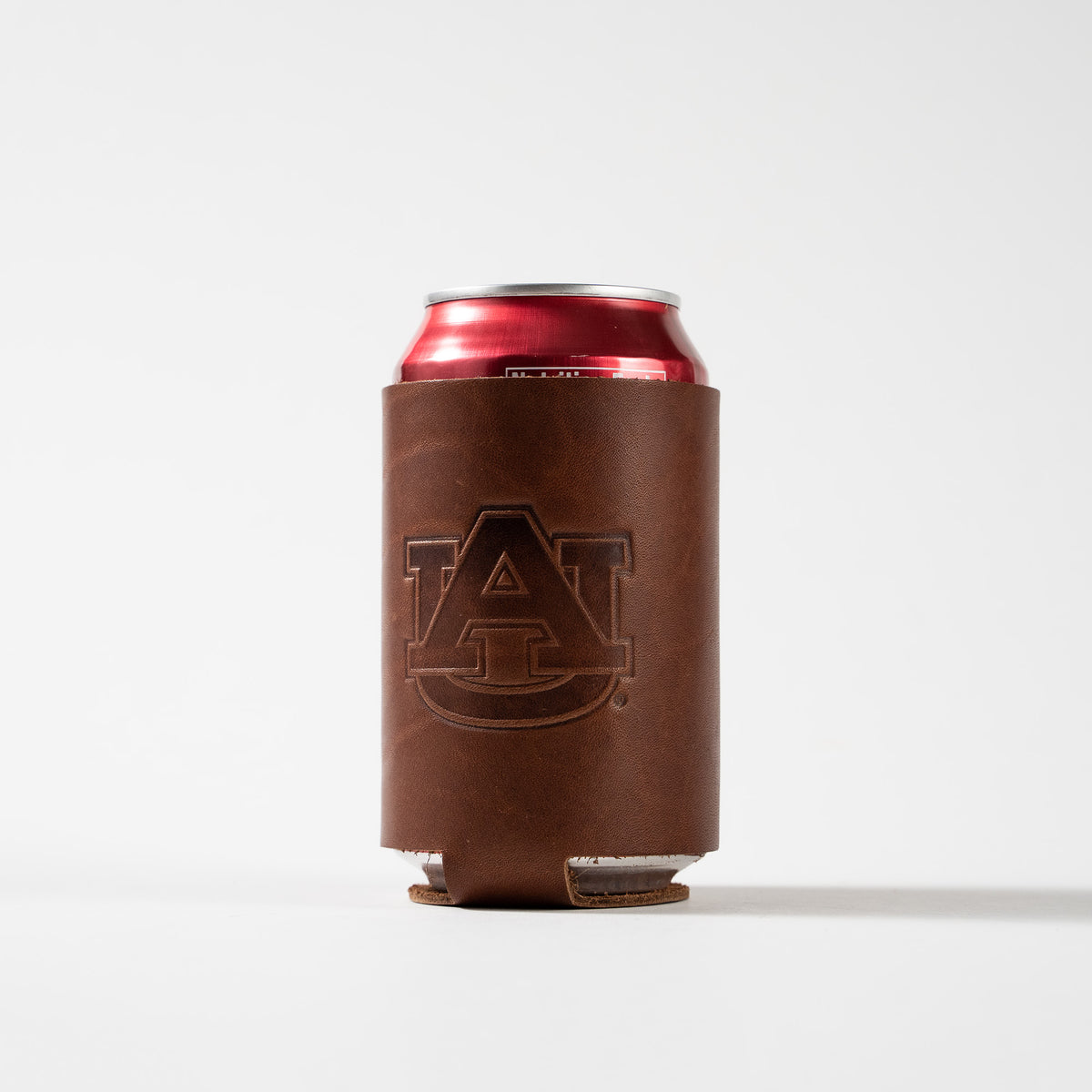 The Blitz Collegiate Can Coozie Alabama & Auburn - Full-Grain Leather