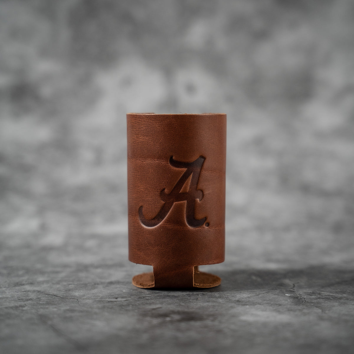 The Blitz Collegiate Can Coozie Alabama & Auburn - Full-Grain Leather