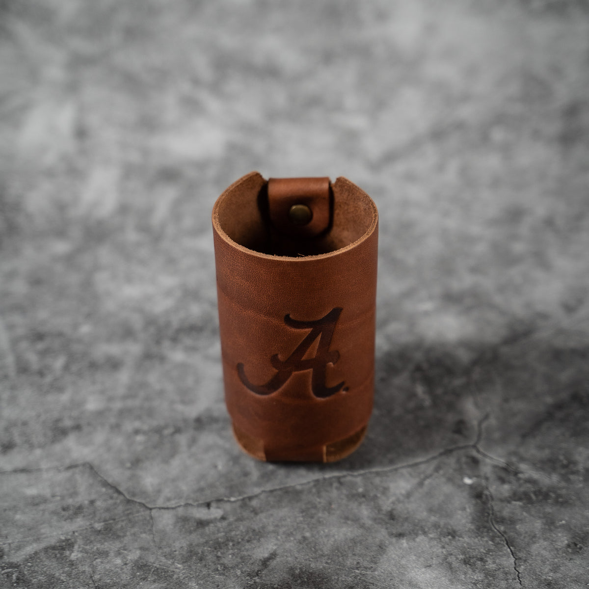 The Blitz Collegiate Can Coozie Alabama & Auburn - Full-Grain Leather