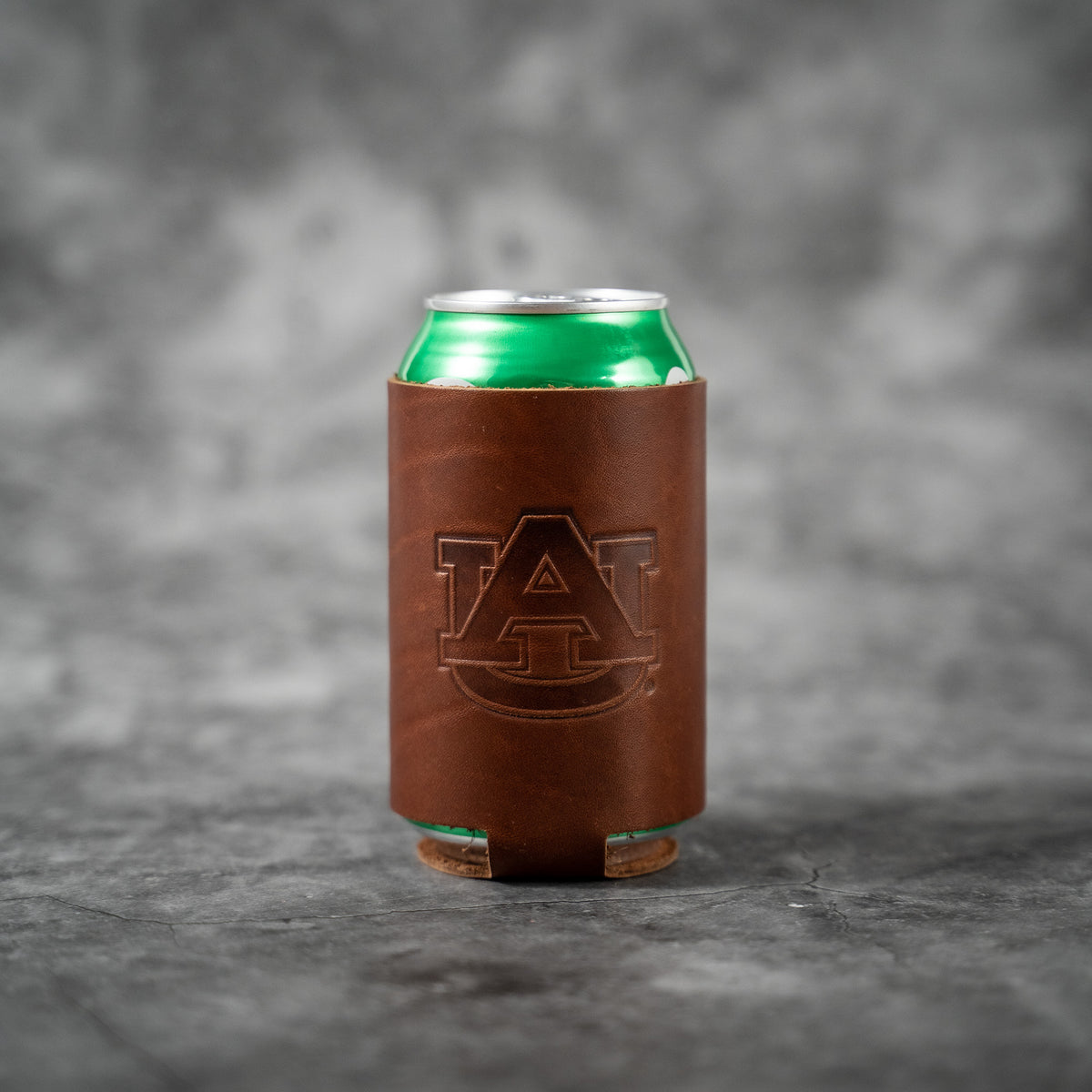 The Blitz Collegiate Can Coozie Alabama & Auburn - Full-Grain Leather