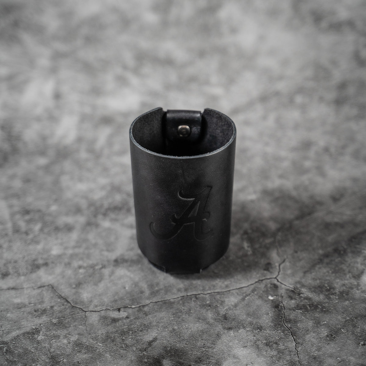 The Blitz Collegiate Can Coozie Alabama & Auburn - Full-Grain Leather