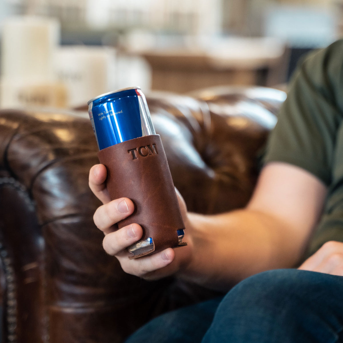 The Blitz Can Coozie - Full-Grain Leather