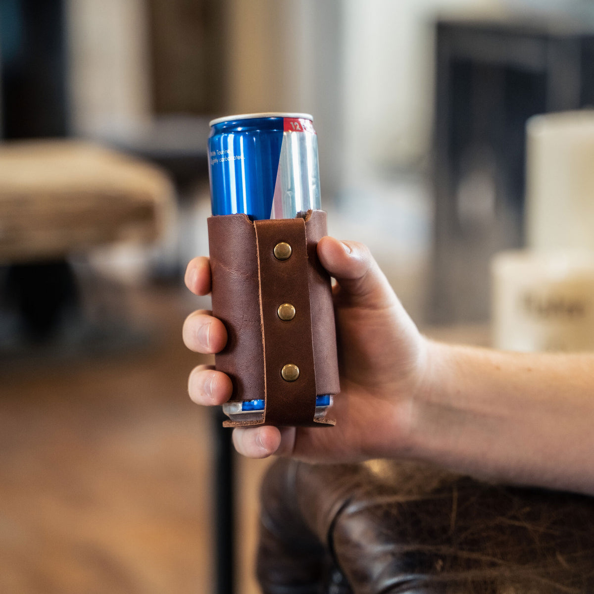 The Blitz Can Coozie - Full-Grain Leather