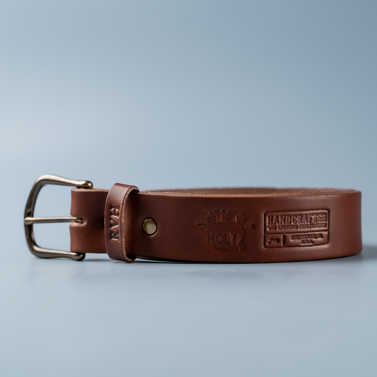 Personalized Bridle Leather Men's Casual Belt – Rounded Nickel or Brass Buckle