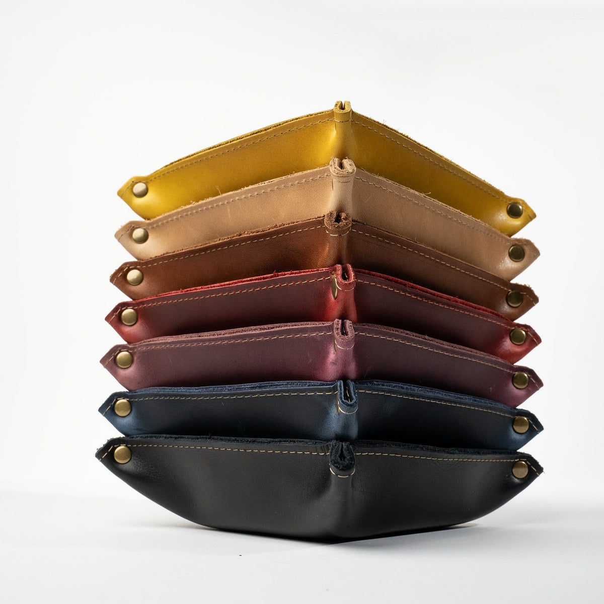 The Monticello Fine Leather Personalized Desk Valet Caddy Tray for Dresser or Office Gift