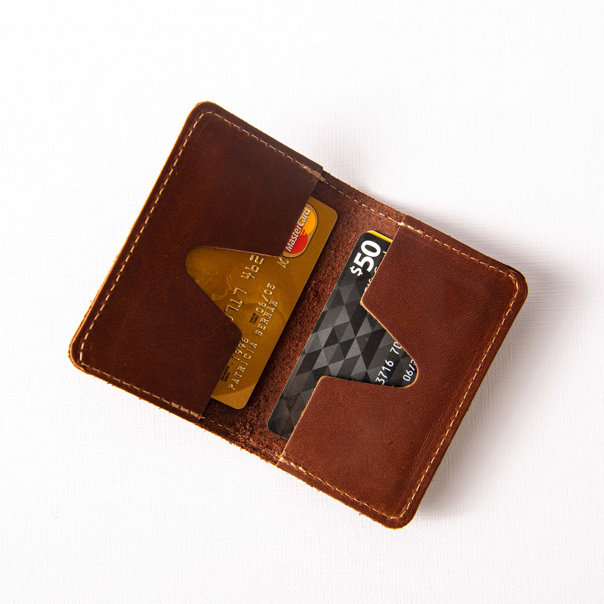 Your Logo + Our Leather - The Vincent Fine Leather Business Card Holder Wallet BiFold - Custom Logo and Corporate Gifting