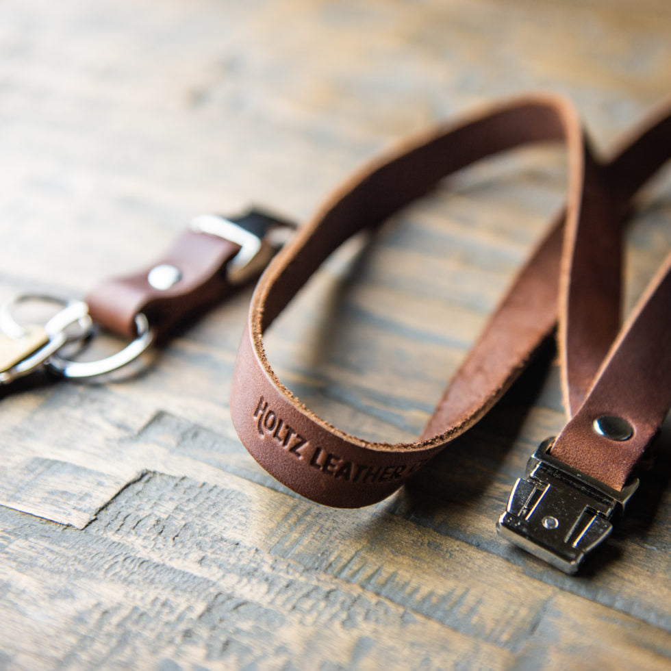 Your Logo + Our Leather - The Engineer Personalized Fine Leather Lanyard – Badge Holder Keychain - Custom Logo and Corporate Gifting