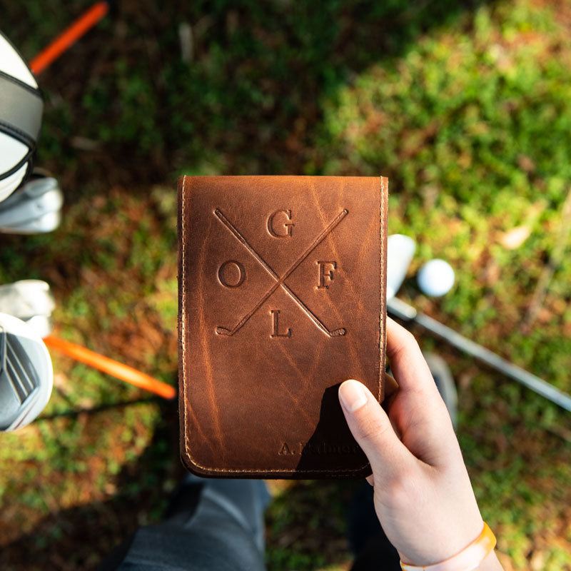Your Logo + Our Leather - Fine Leather Golf Scorecard Holder and Logbook - Custom Logo and Corporate Gifting