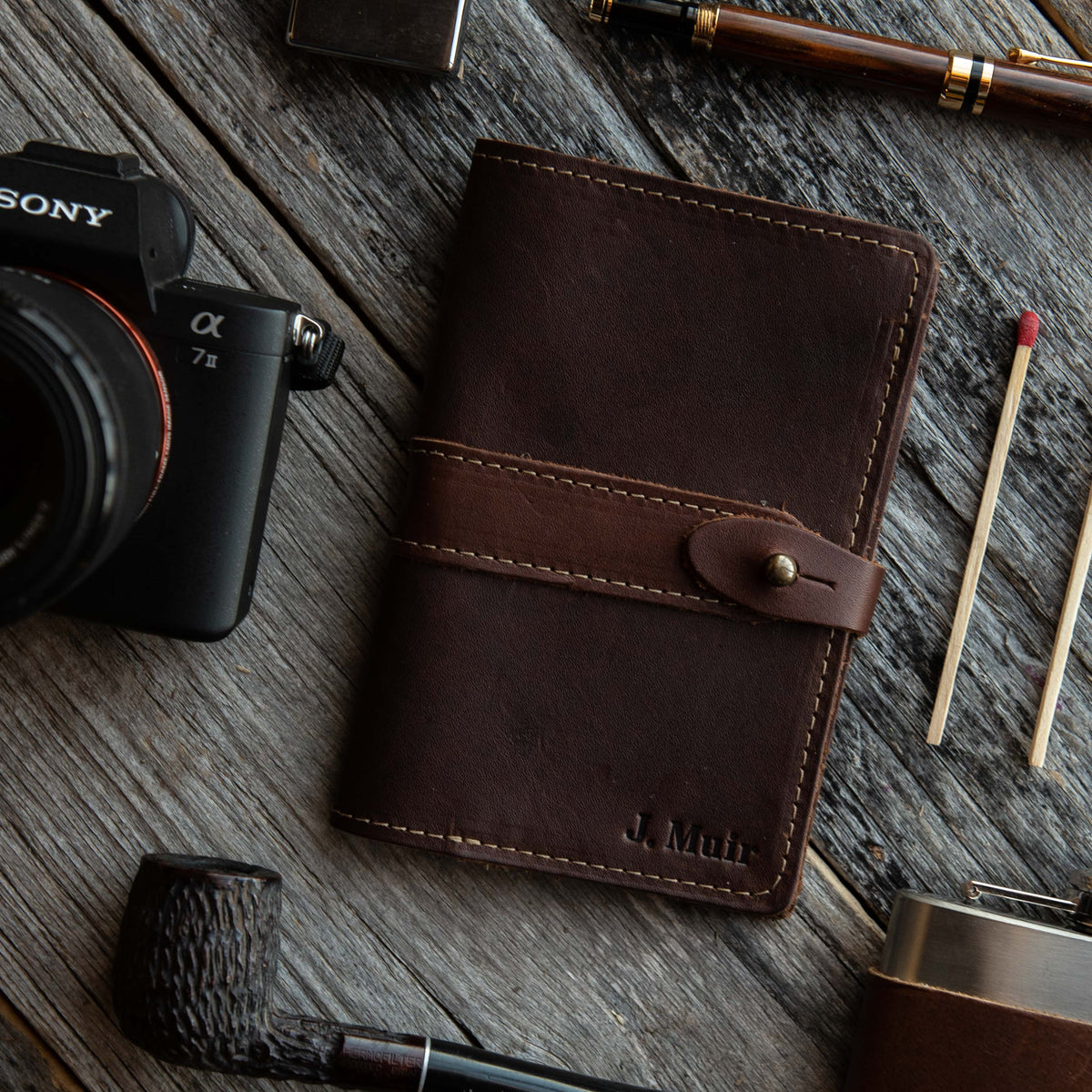 The Surveyor Fine Leather Pocket Journal Cover for Field Notes