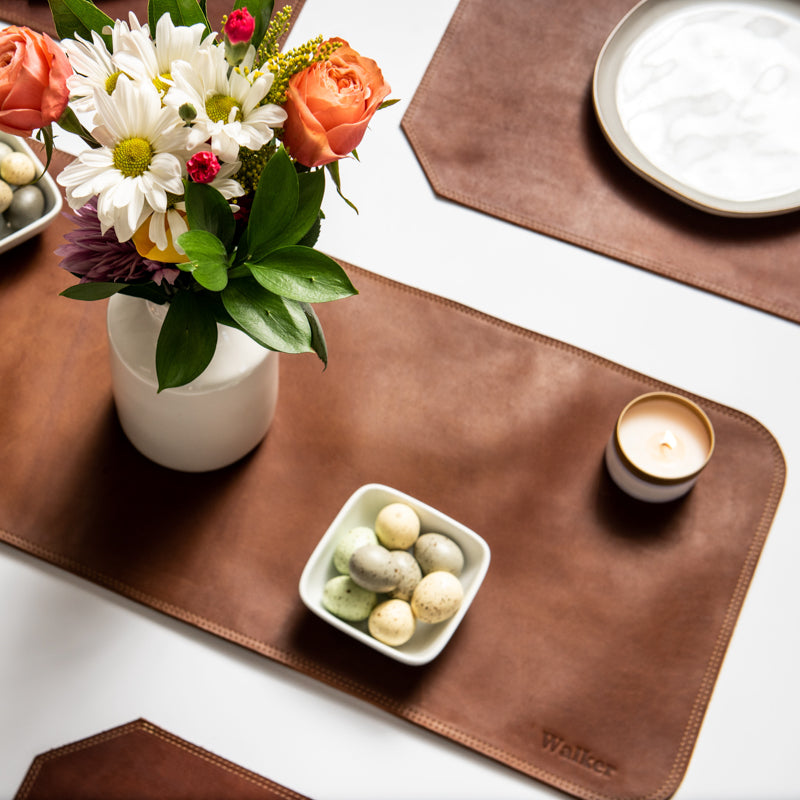 Personalized Fine Leather Table Runner for Centerpiece