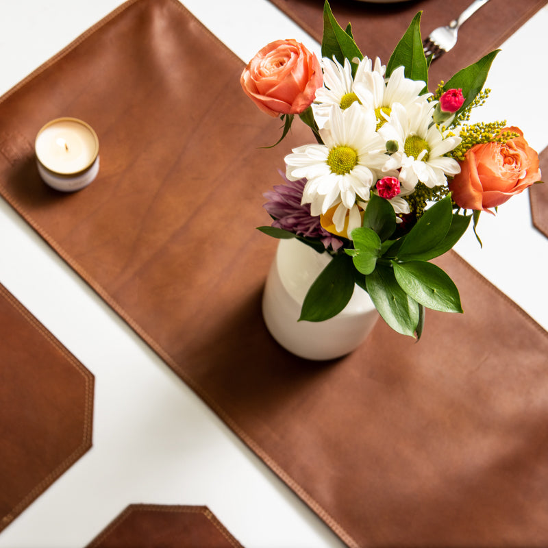 Personalized Fine Leather Table Runner for Centerpiece