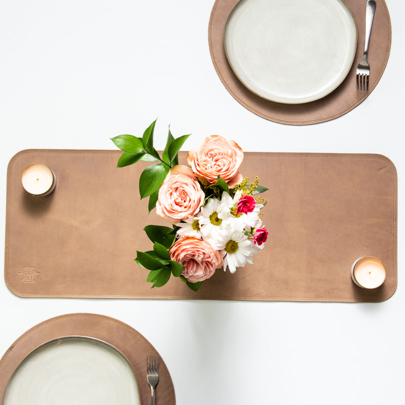 Personalized Fine Leather Table Runner for Centerpiece