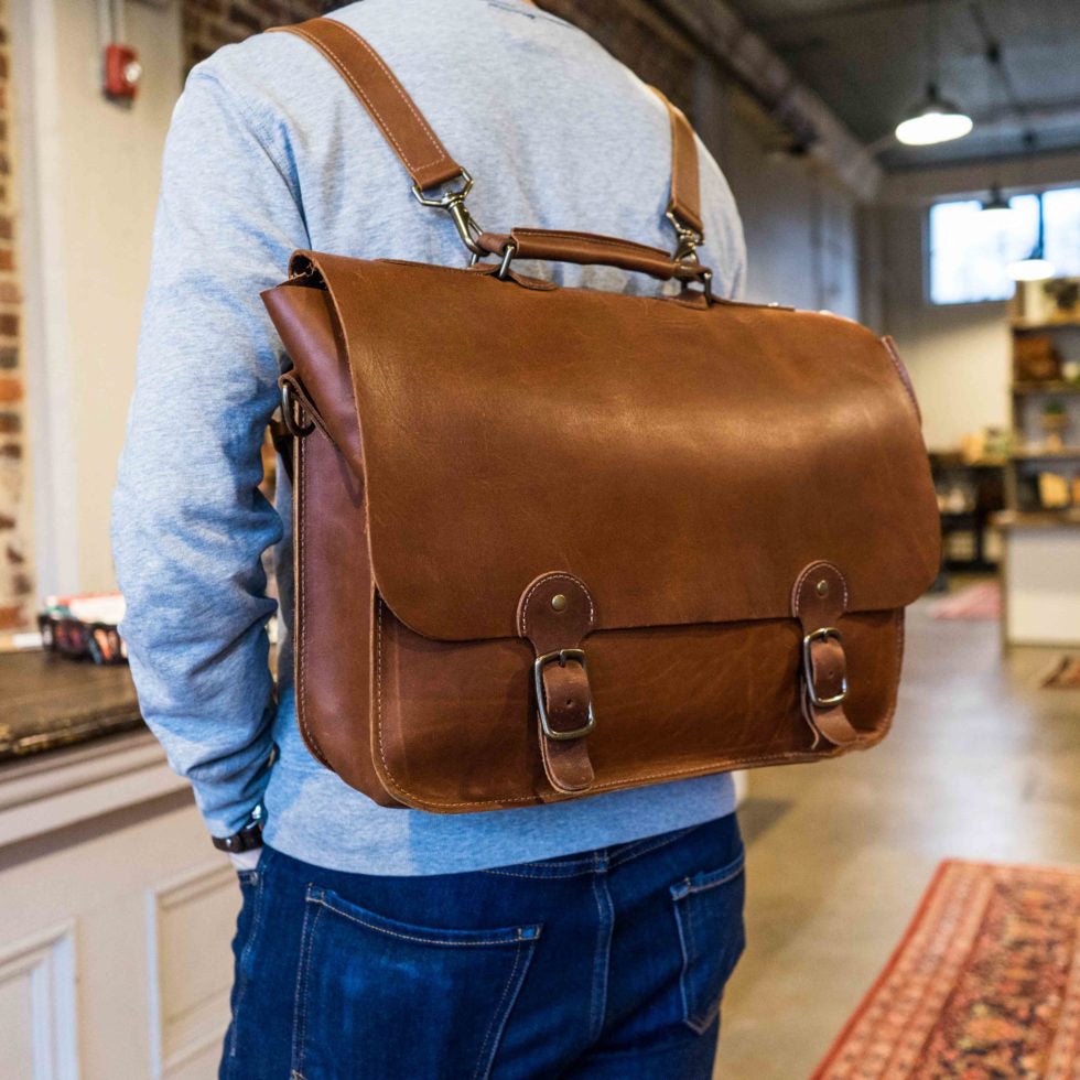 Your Logo + Our Leather - The No. 1860 EXPRESS - Fine Leather Messenger Bag & Briefcase - Custom Logo and Corporate Gifting