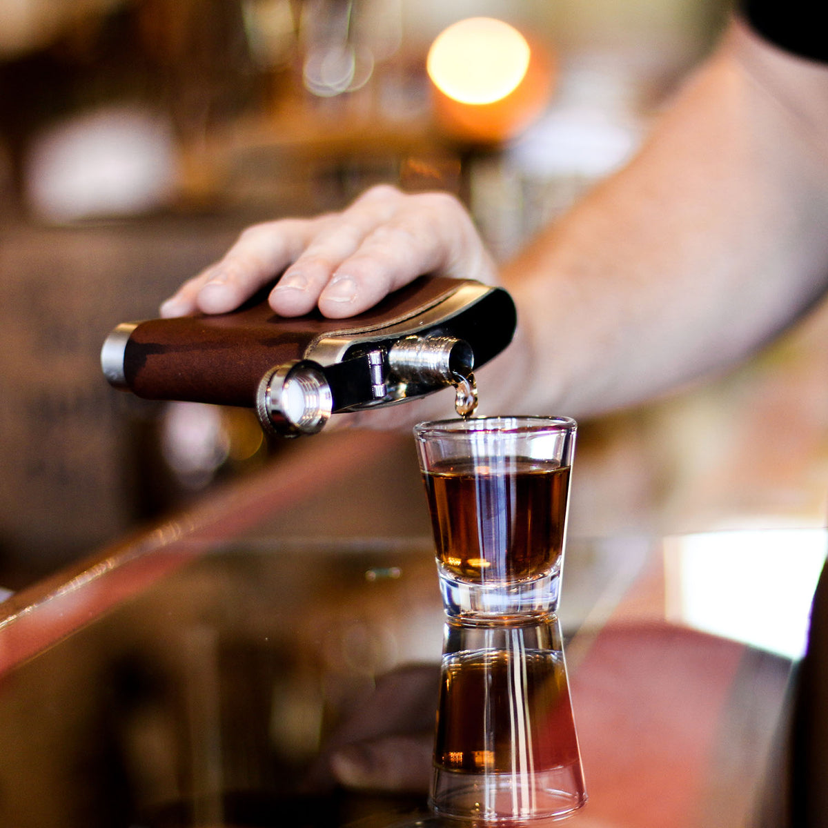 The Hatch Fine Leather Flask Wrap with Stainless Steel Flask