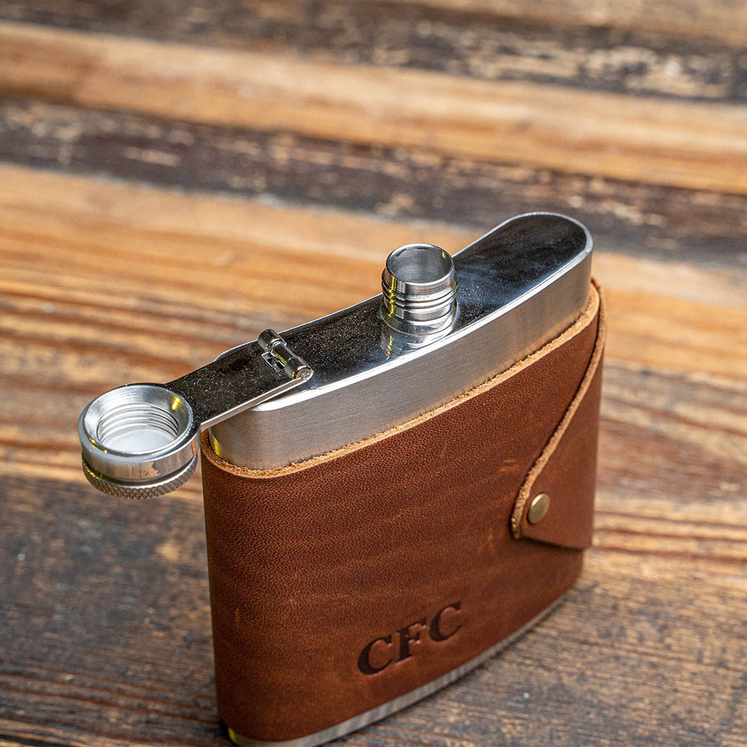 The Lucky Leather Flask Unique Personalized Groomsmen Gift