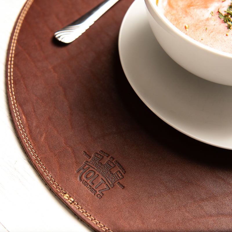 Circle Personalized Fine Leather Placemat