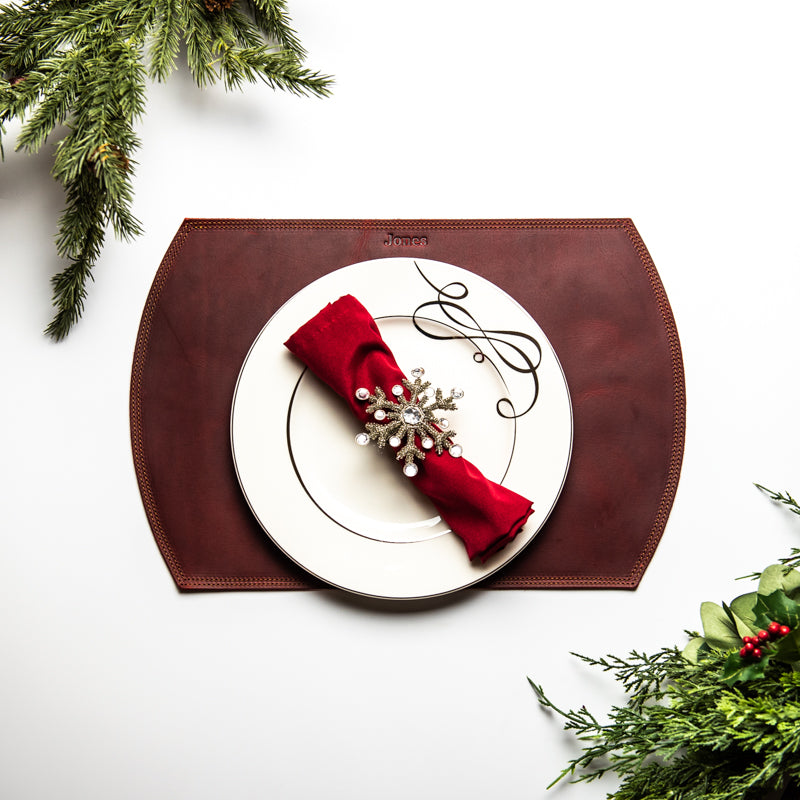 Straight Edged Oval Personalized Fine Leather Placemat
