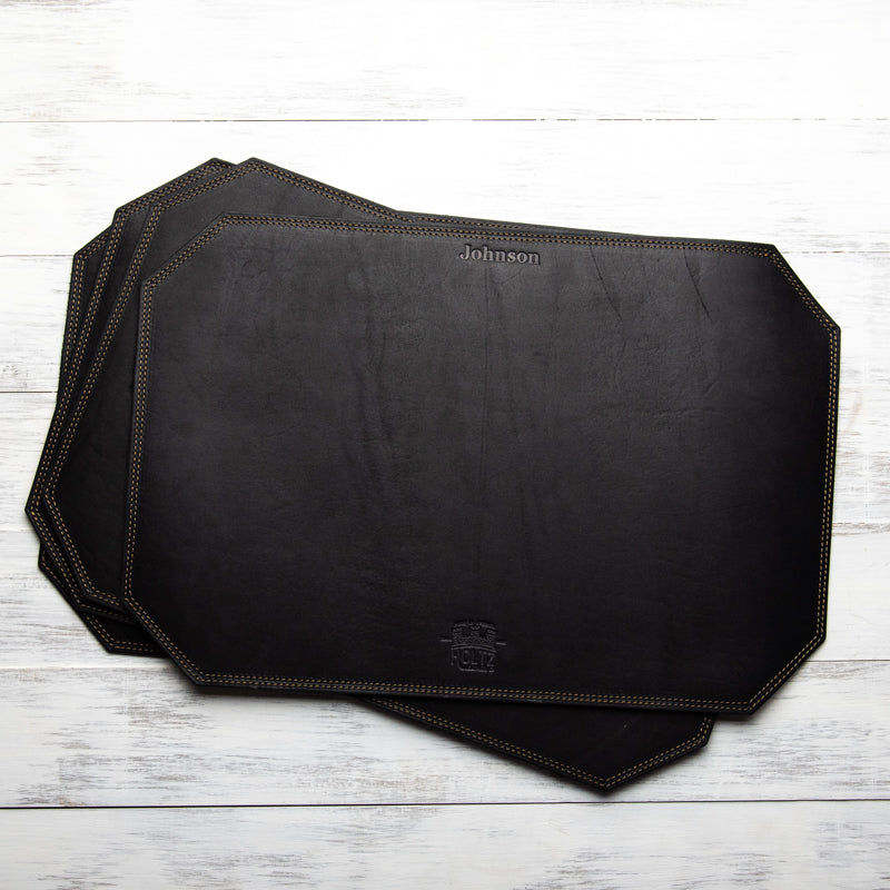 Beveled Edge Personalized Fine Leather Placemat
