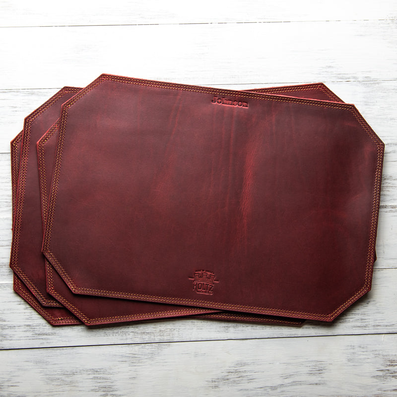 Beveled Edge Personalized Fine Leather Placemat