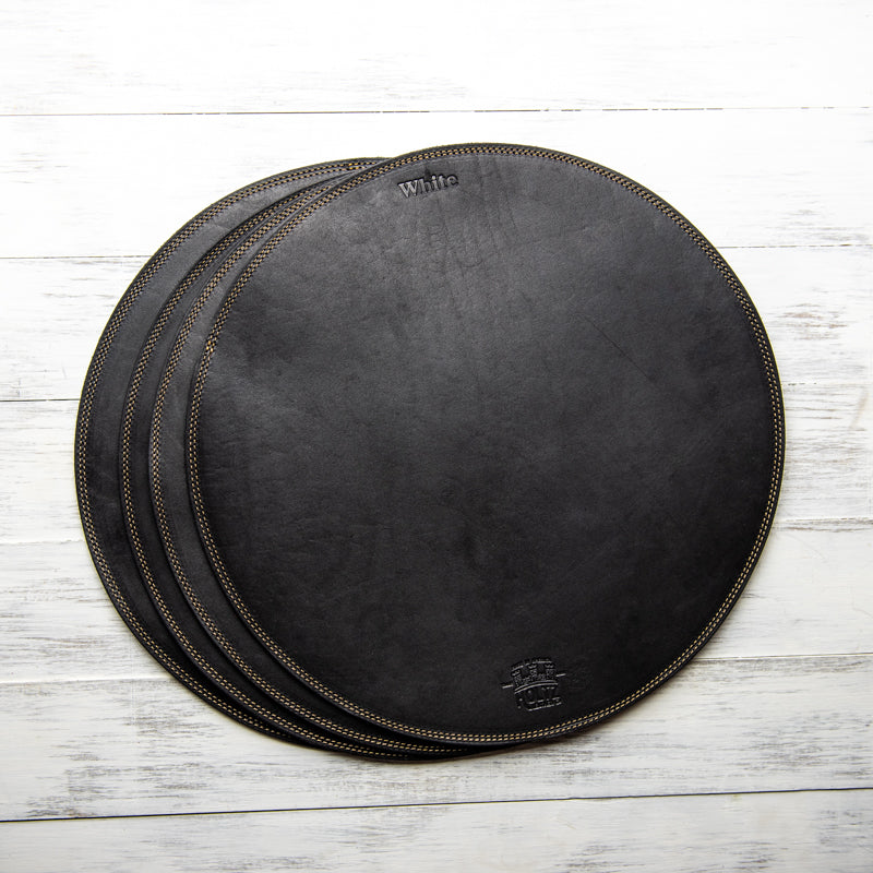 Circle Personalized Fine Leather Placemat