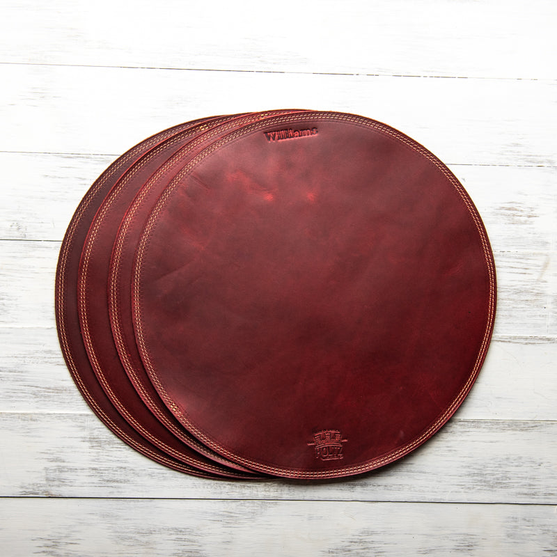 Circle Personalized Fine Leather Placemat