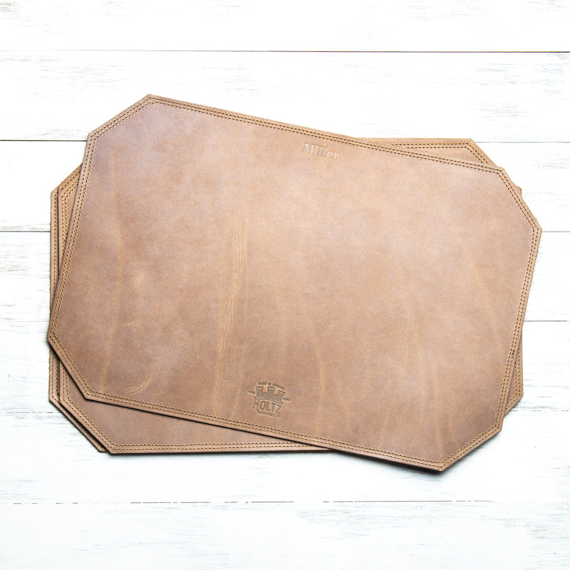 Beveled Edge Personalized Fine Leather Placemat