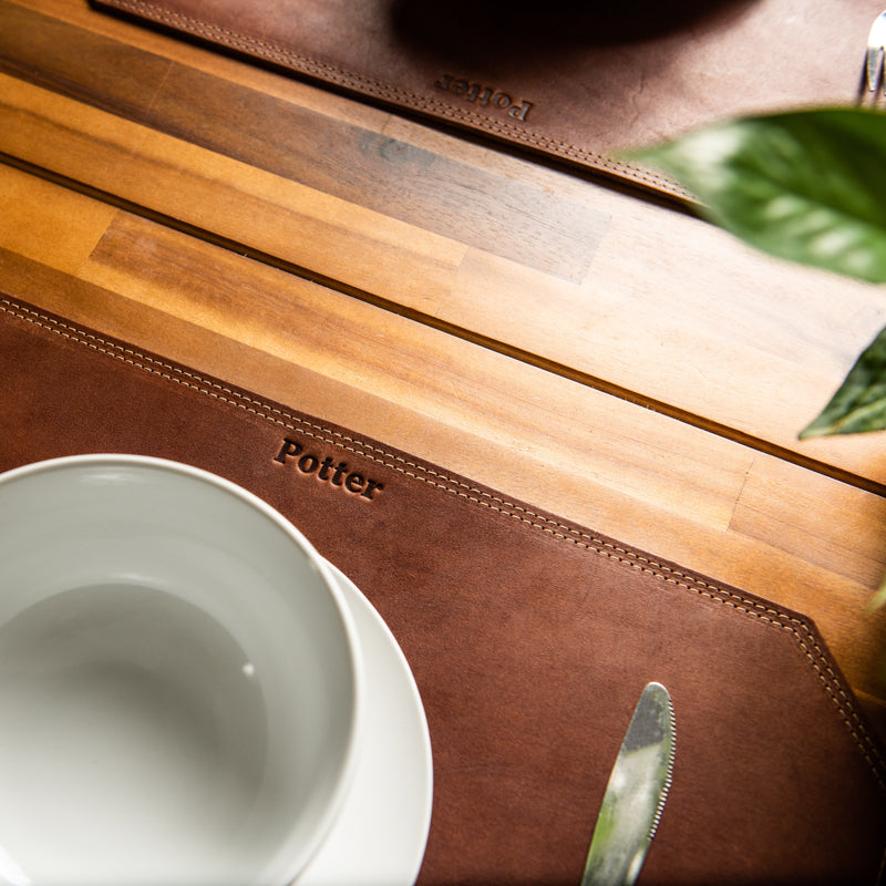 Beveled Edge Personalized Fine Leather Placemat