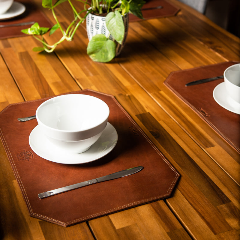 Beveled Edge Personalized Fine Leather Placemat