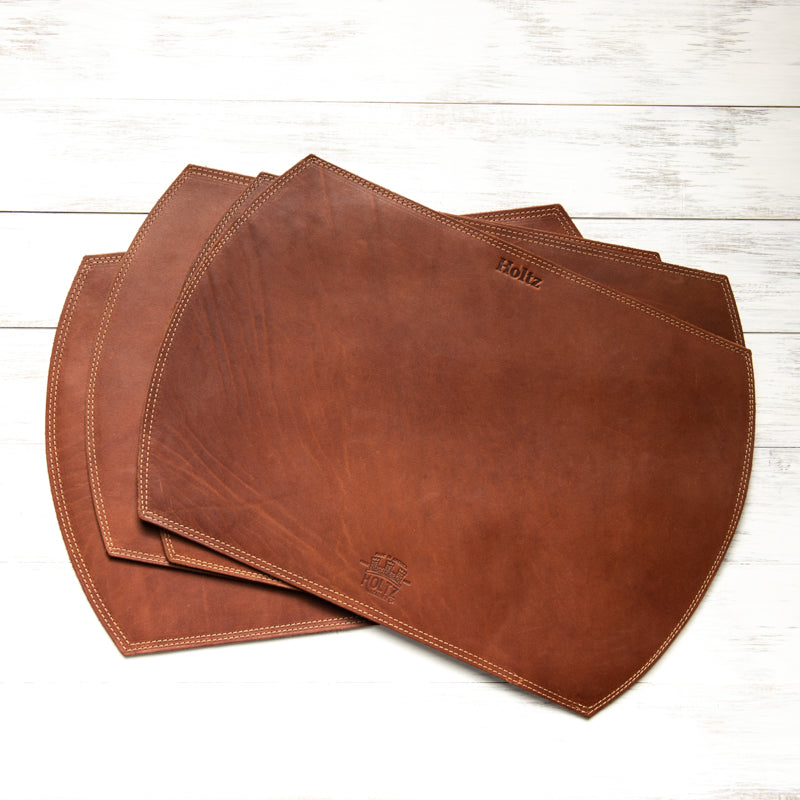 Straight Edged Oval Personalized Fine Leather Placemat