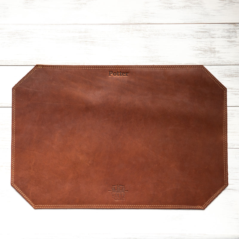 Beveled Edge Personalized Fine Leather Placemat