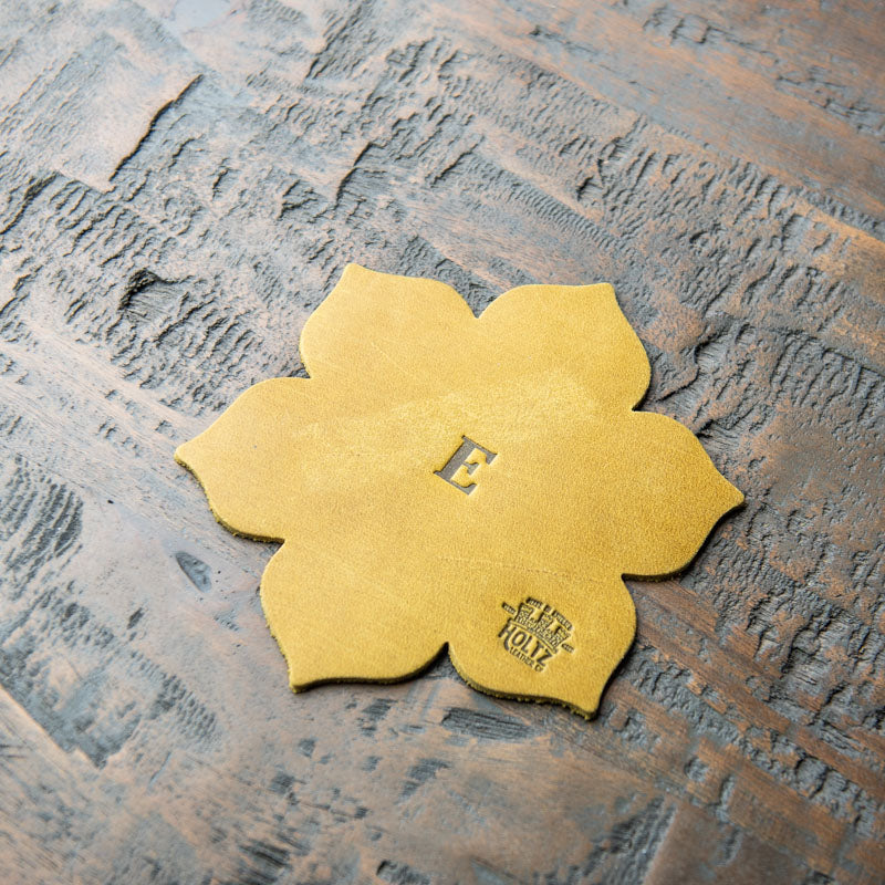 The Magnolia Flower Personalized Fine Leather Coaster Set of 4 Coasters