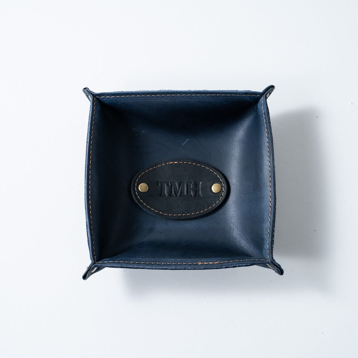 The Monticello Fine Leather Personalized Desk Valet Caddy Tray for Dresser or Office Gift