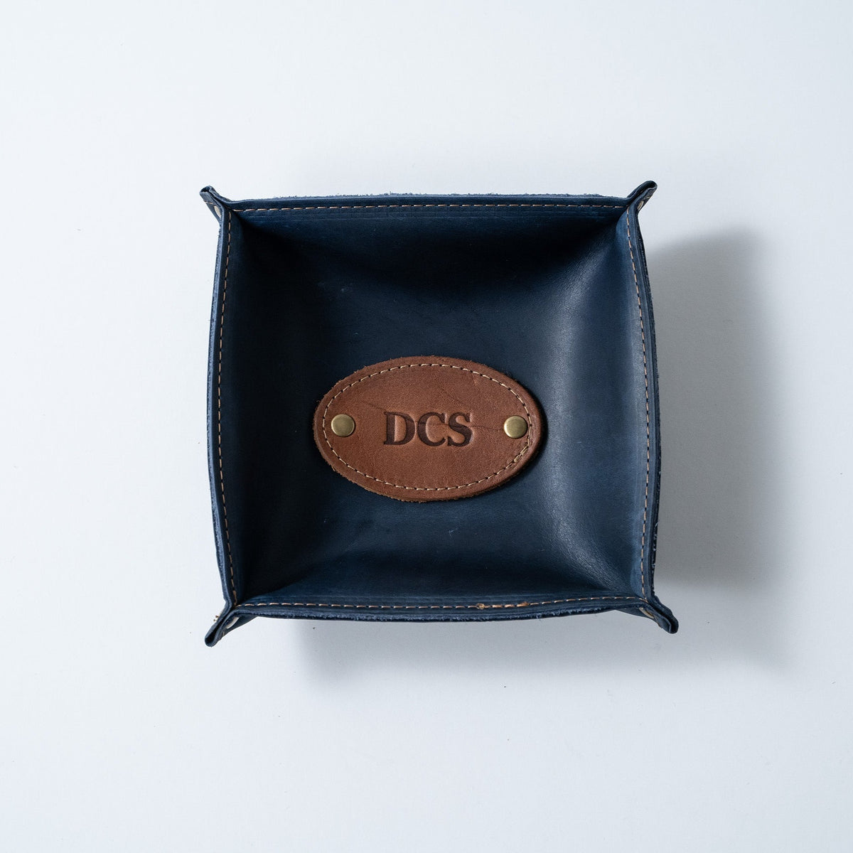 The Monticello Fine Leather Personalized Desk Valet Caddy Tray for Dresser or Office Gift