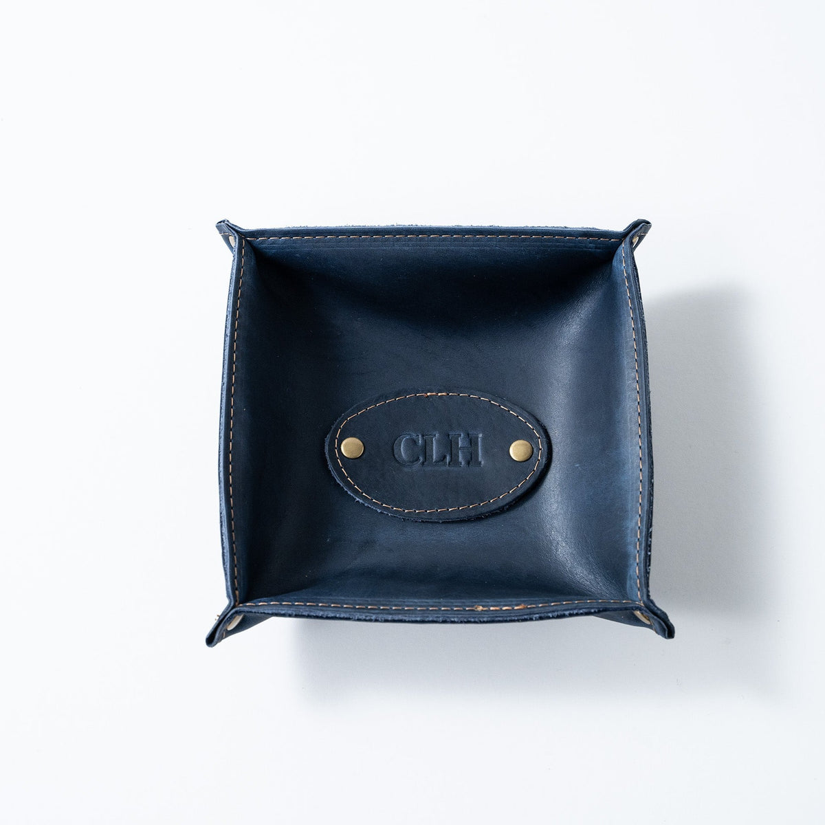 The Monticello Fine Leather Personalized Desk Valet Caddy Tray for Dresser or Office Gift