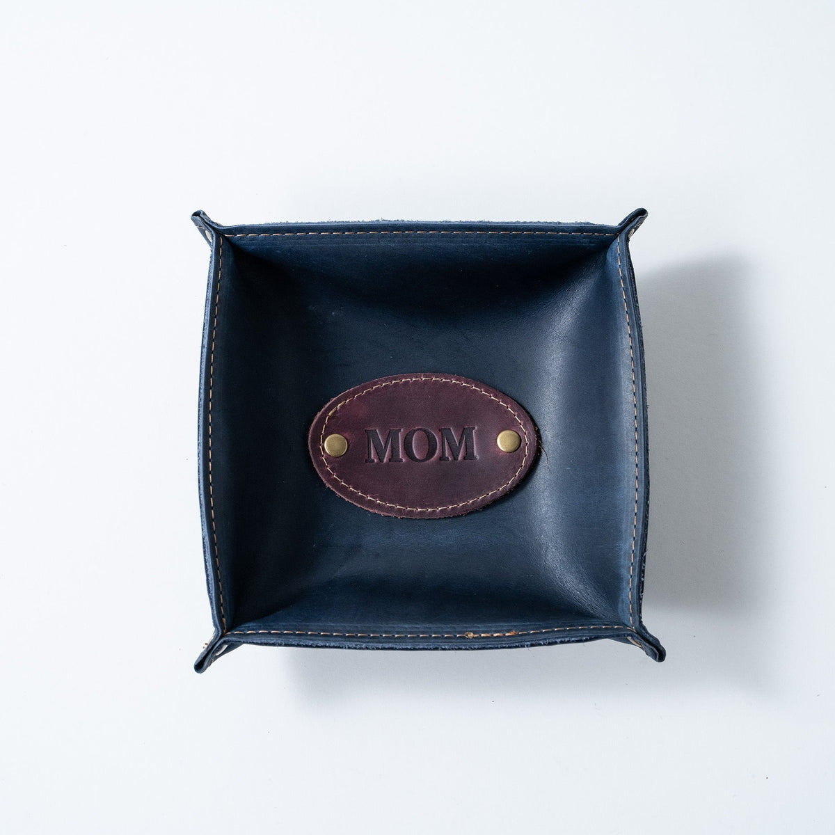 The Monticello Fine Leather Personalized Desk Valet Caddy Tray for Dresser or Office Gift