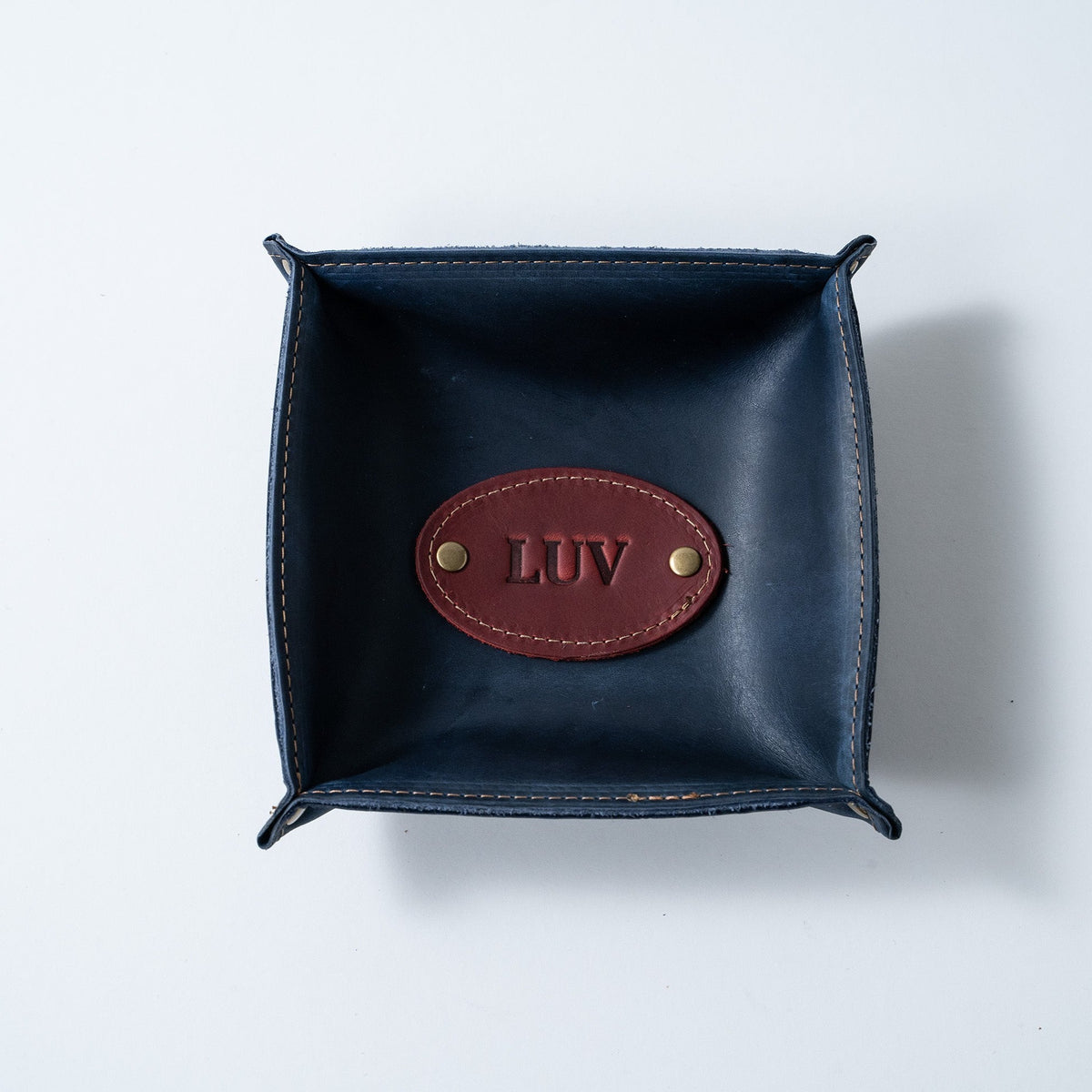 The Monticello Fine Leather Personalized Desk Valet Caddy Tray for Dresser or Office Gift