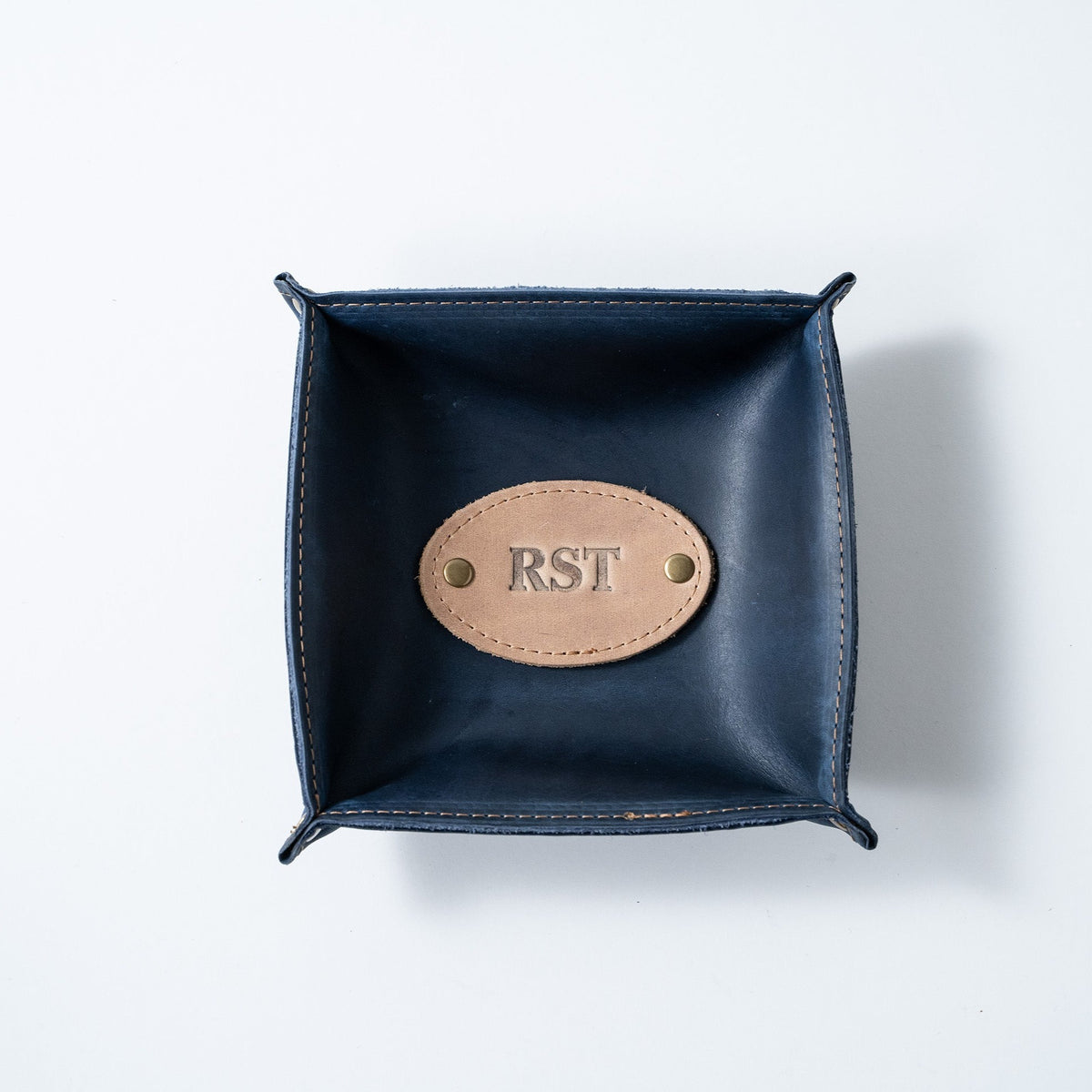 The Monticello Fine Leather Personalized Desk Valet Caddy Tray for Dresser or Office Gift