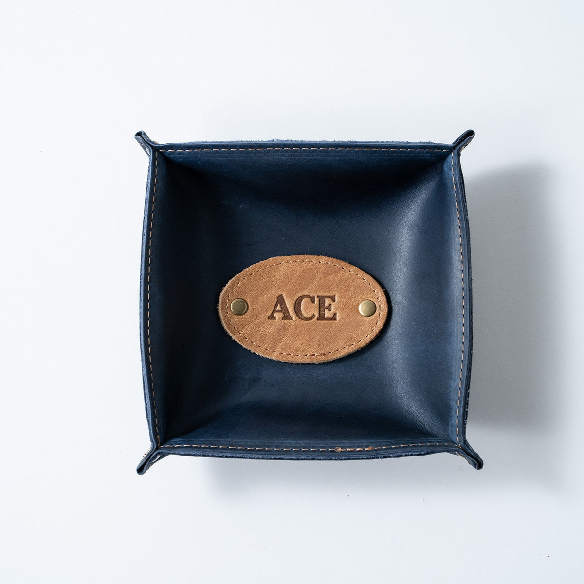 The Monticello Fine Leather Personalized Desk Valet Caddy Tray for Dresser or Office Gift