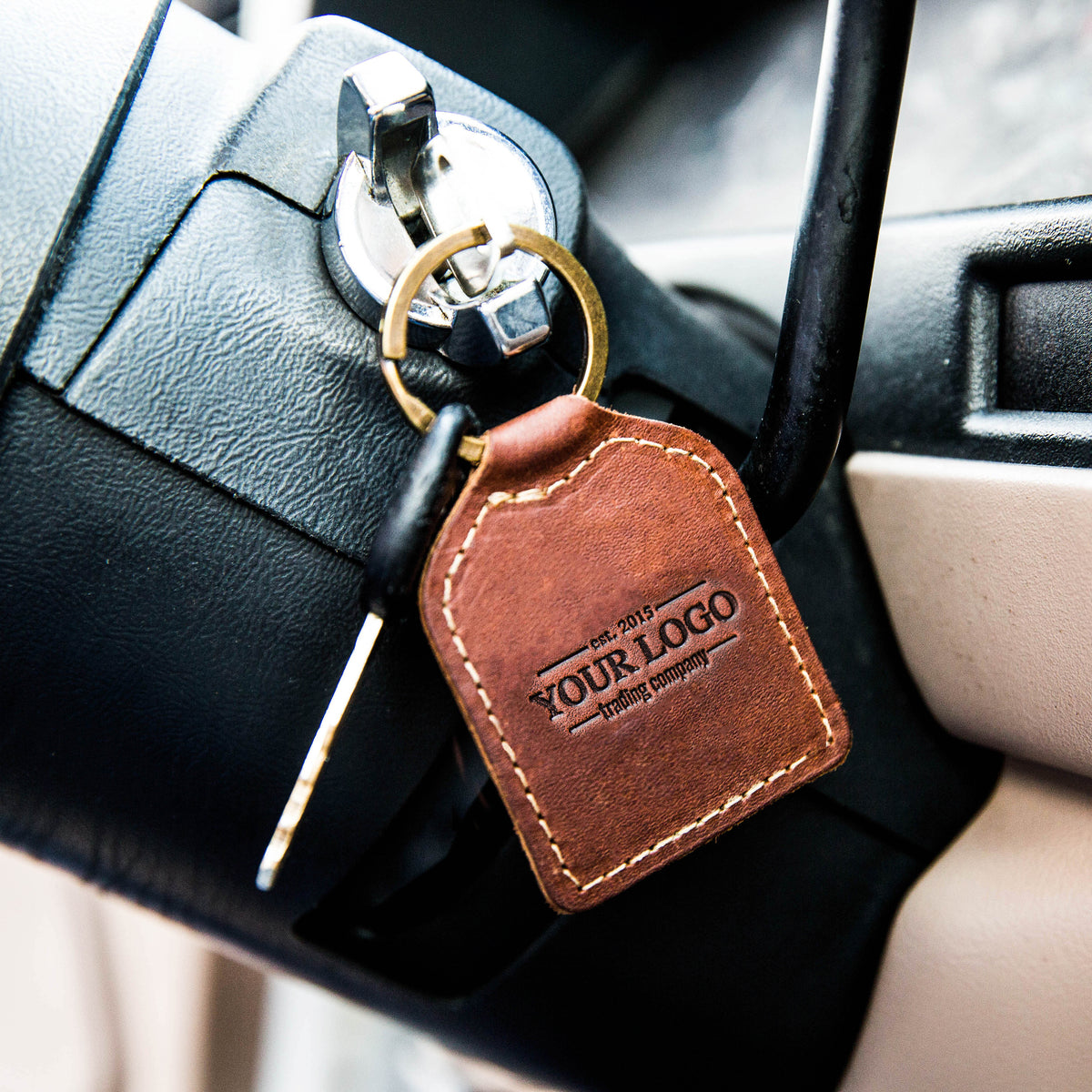 Your Logo + Our Leather - Fine Leather Key Chain - Custom Logo and Corporate Gifting