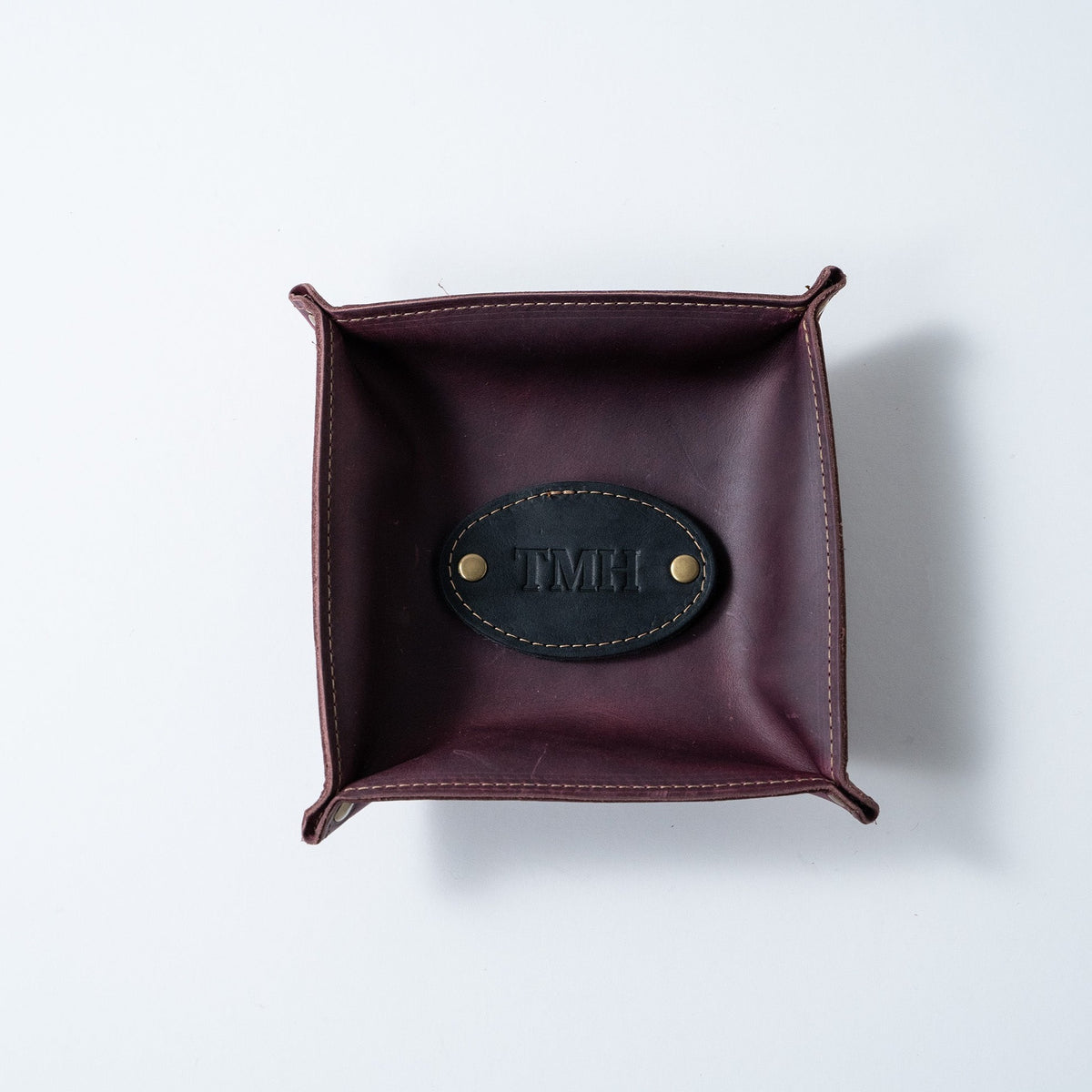 The Monticello Fine Leather Personalized Desk Valet Caddy Tray for Dresser or Office Gift