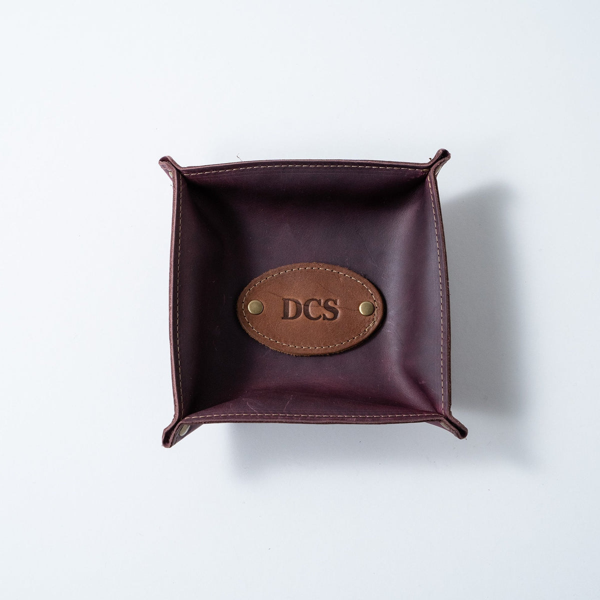 The Monticello Fine Leather Personalized Desk Valet Caddy Tray for Dresser or Office Gift
