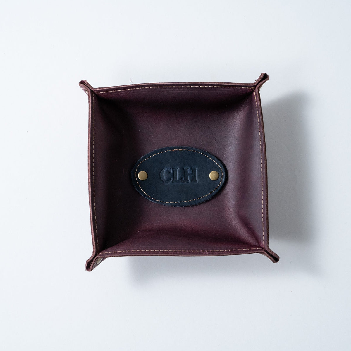 The Monticello Fine Leather Personalized Desk Valet Caddy Tray for Dresser or Office Gift