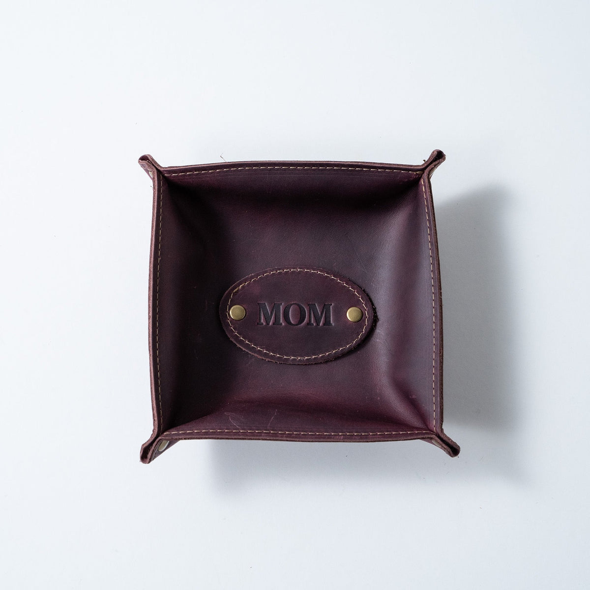 The Monticello Fine Leather Personalized Desk Valet Caddy Tray for Dresser or Office Gift