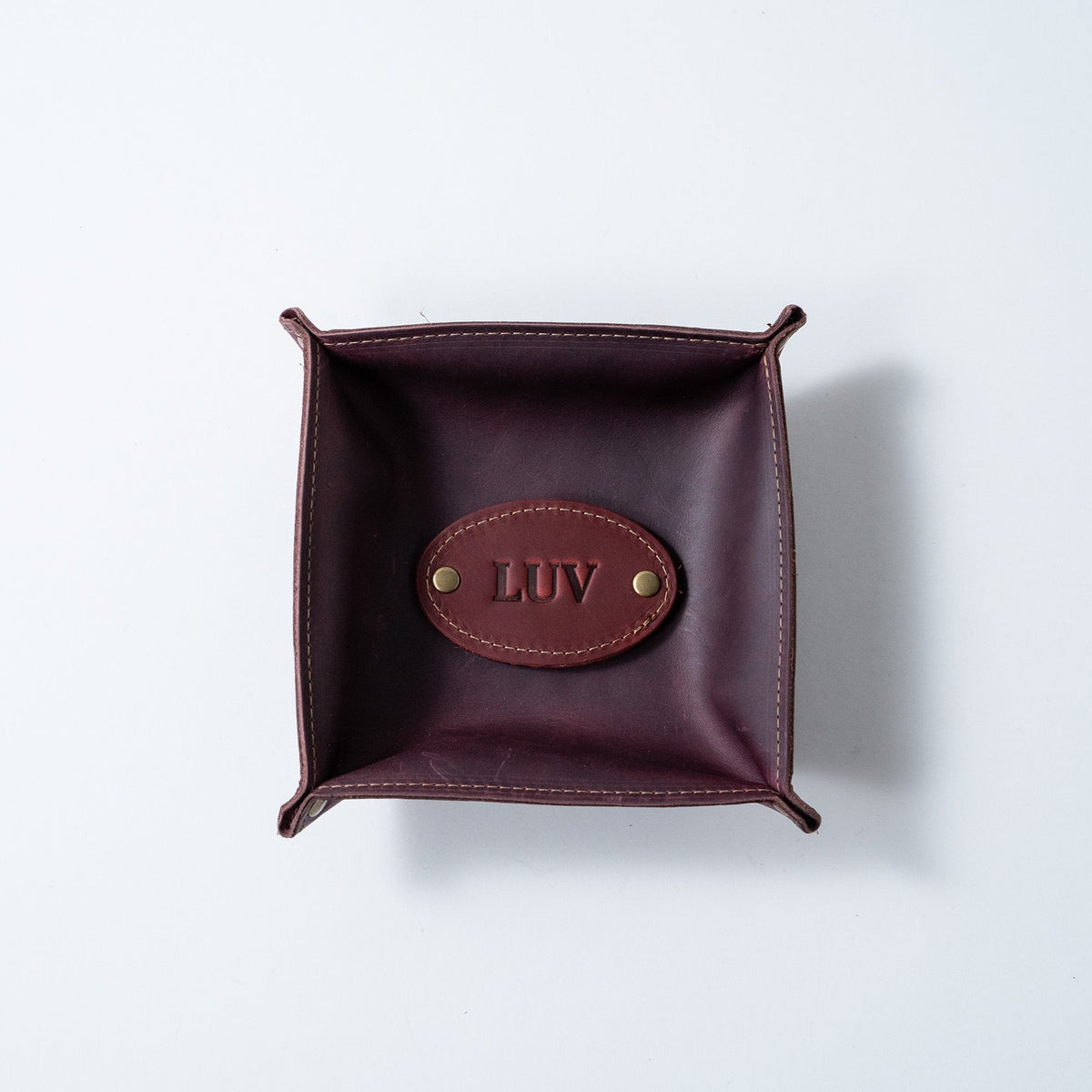 The Monticello Fine Leather Personalized Desk Valet Caddy Tray for Dresser or Office Gift