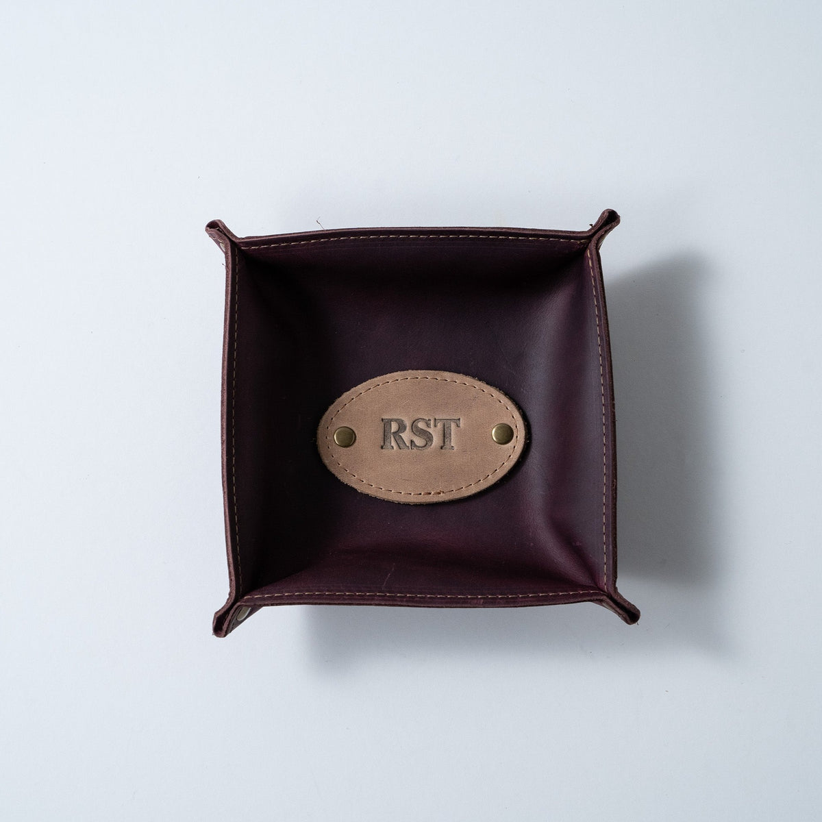 The Monticello Fine Leather Personalized Desk Valet Caddy Tray for Dresser or Office Gift